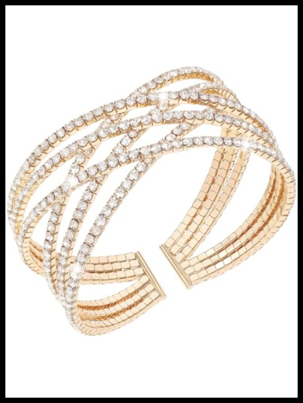 Rhinestone Gold Plated Cuff Bracelet for Women